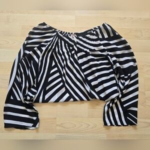 Chicos Rouched Top Artiste On Or Off Shoulder Blouse Size 1 (Medium/8)